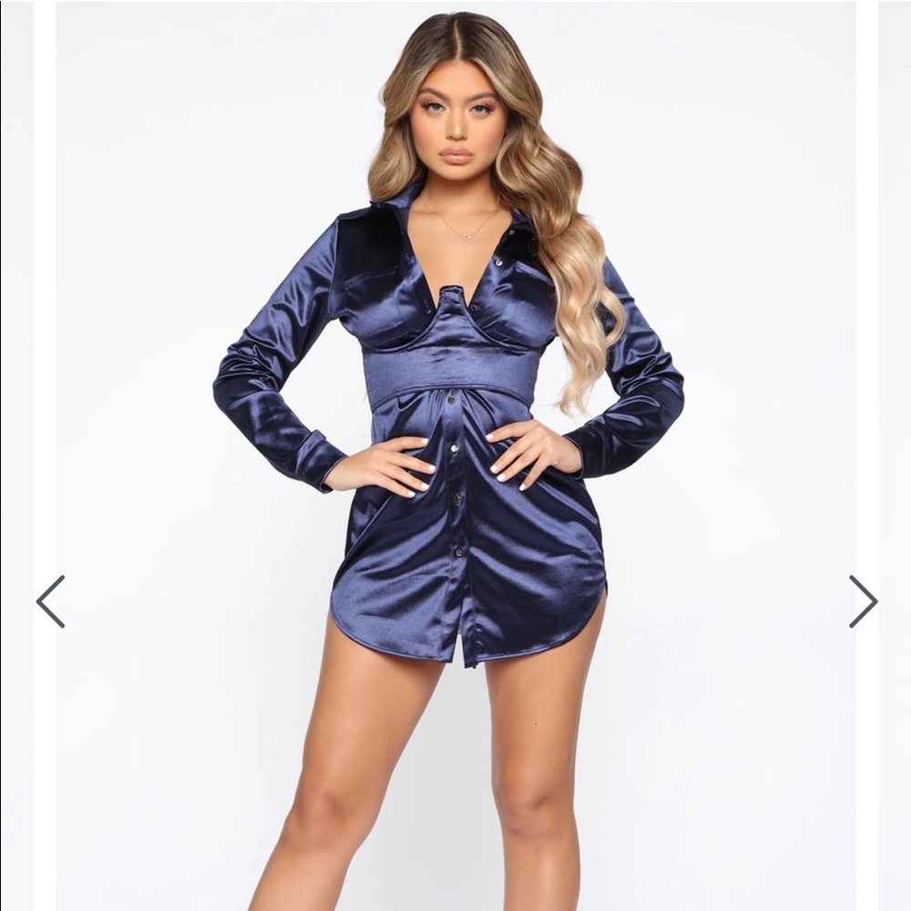 Cute silky blue T-shirt dress